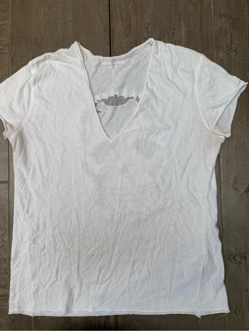 Zadig & Voltaire Cotton V-Neck Tee with Skull on back